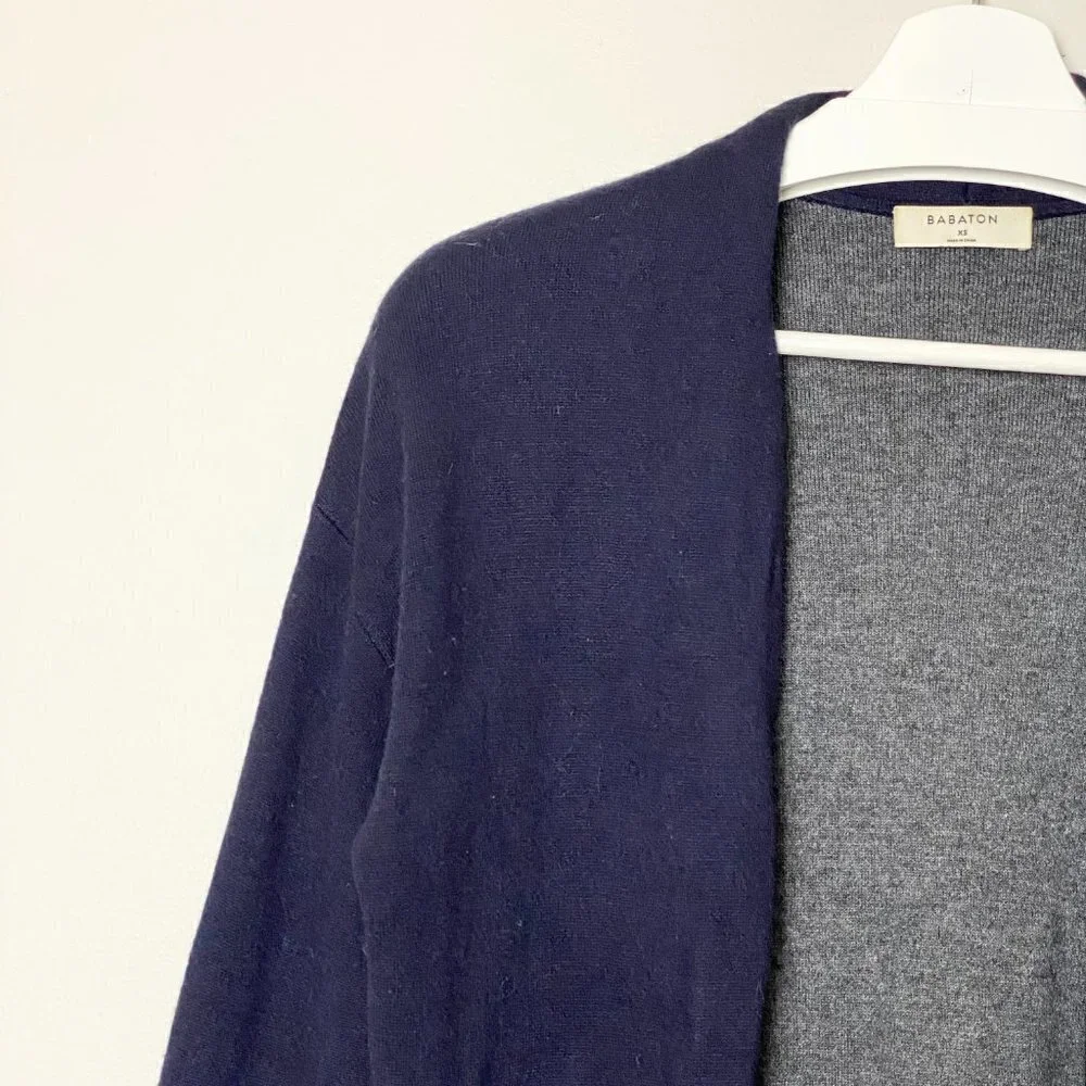 Aritzia Babaton Lance Wool Linen Blend Duster Cardigan Navy - Picture 5 of 11